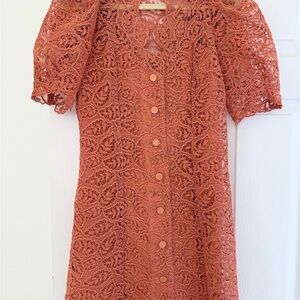Sandro Terracotta Lace Mini Dress